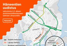 Helsingin Hämeentien yksityisautojen läpiajokielto alkaa maanantaina