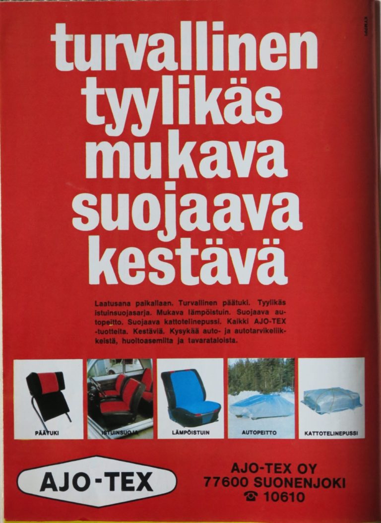Päivän automainos: ”turvallinen, tyylikäs, mukava, suojaava, kestävä”