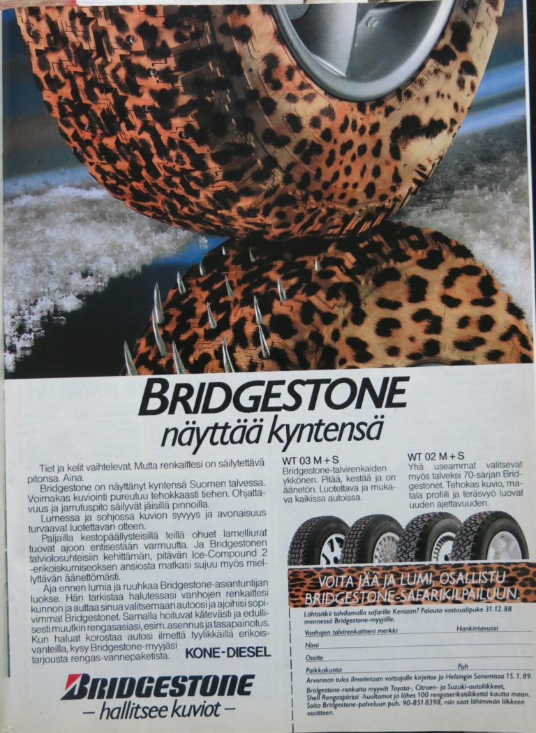 Päivän automainos: ”Bridgestone näyttää kyntensä”