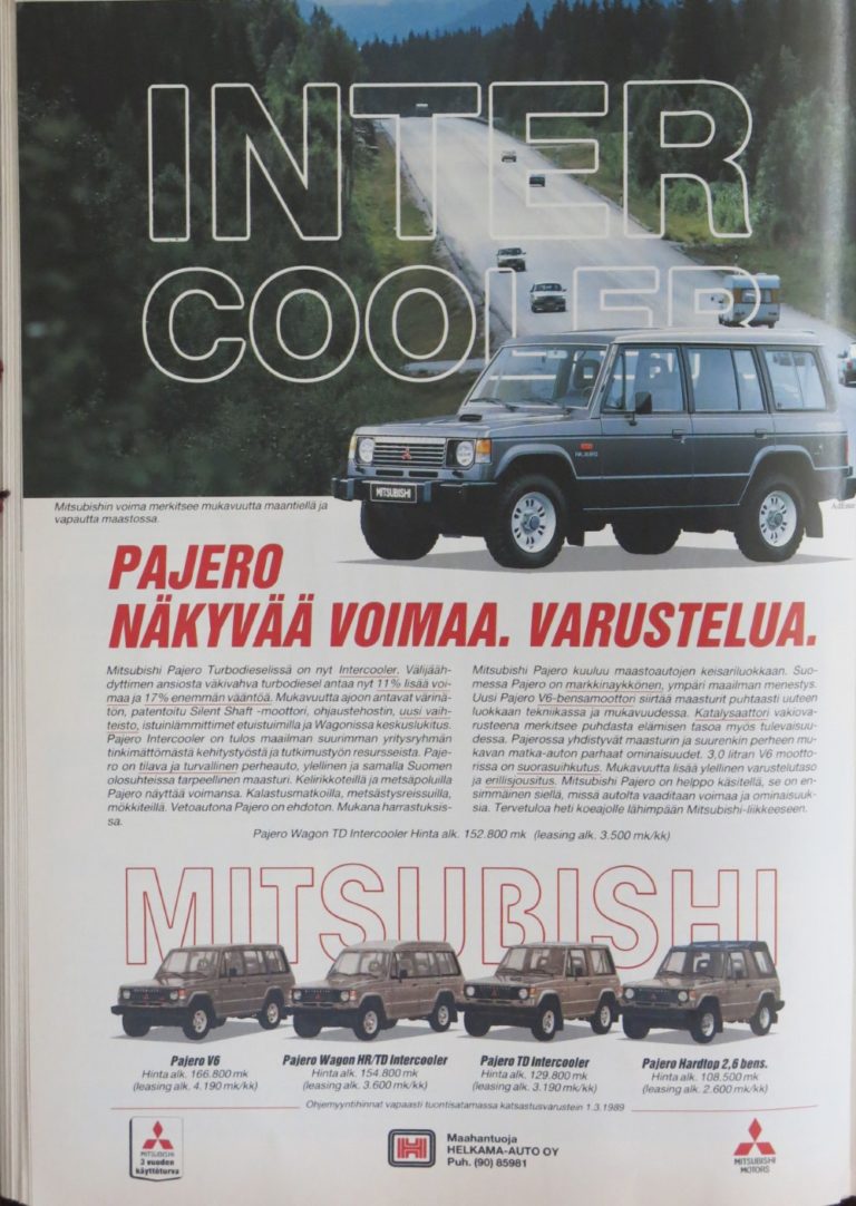 Päivän automainos: Mitsubishi Pajero — Näkyvää voimaa. Varustelua.