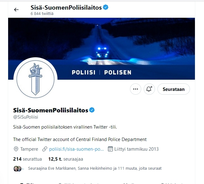 Seuraa Twitterissä keskiviikkona Sisä-Suomen poliisin toimintaa | Autotoday