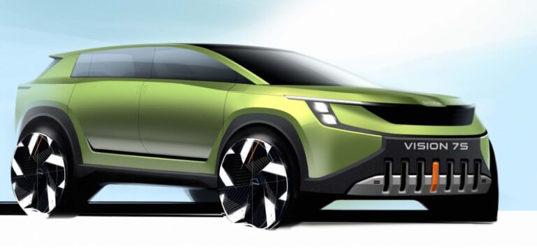 Ensimmäiset luonnoskuvat Škoda Vision 7S -konseptiauton ulkopuolesta julkaistu