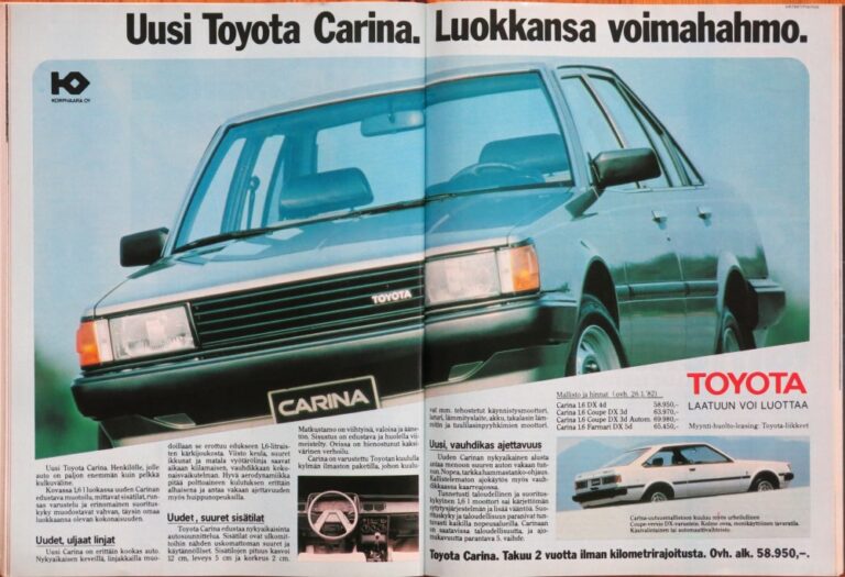 Päivän automainos: Uusi Toyota Carina. Luokkansa voimahahmo.