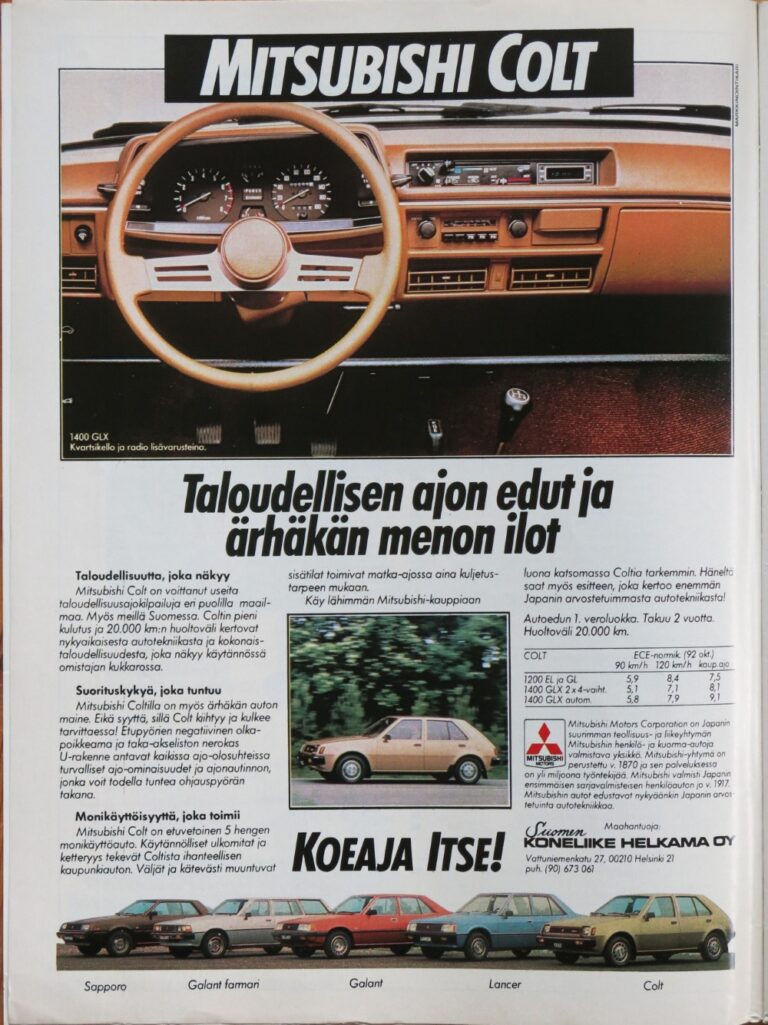 Päivän automainos: Mitsubishi Colt — Taloudellisen ajon edut ja ärhäkän menon ilot